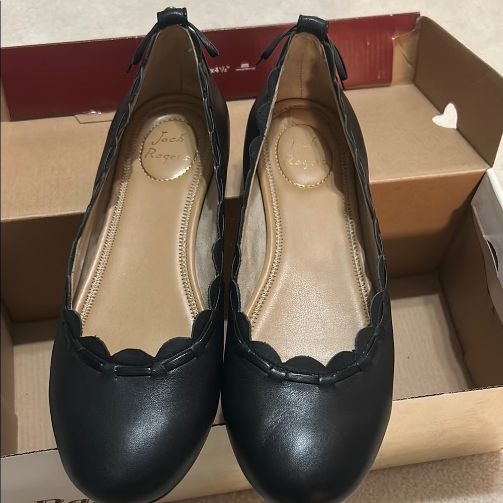 Jack Rogers Black Leather Ballet Flats size 8 like new